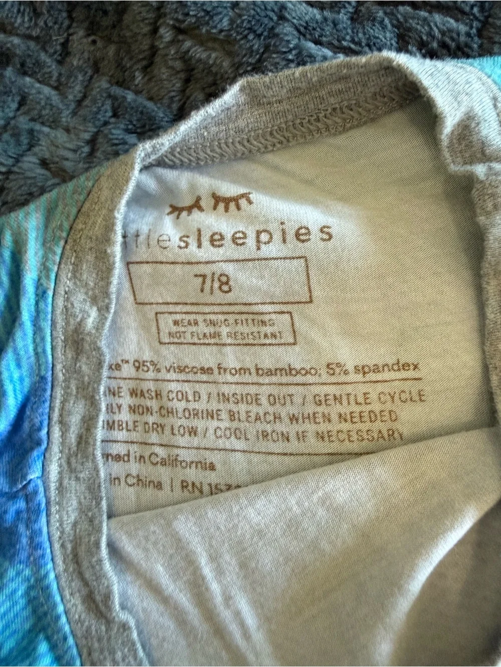 Kids Little Sleepies Plaid Blue & Teal Long Sleeve Pajama Set- 7/8
